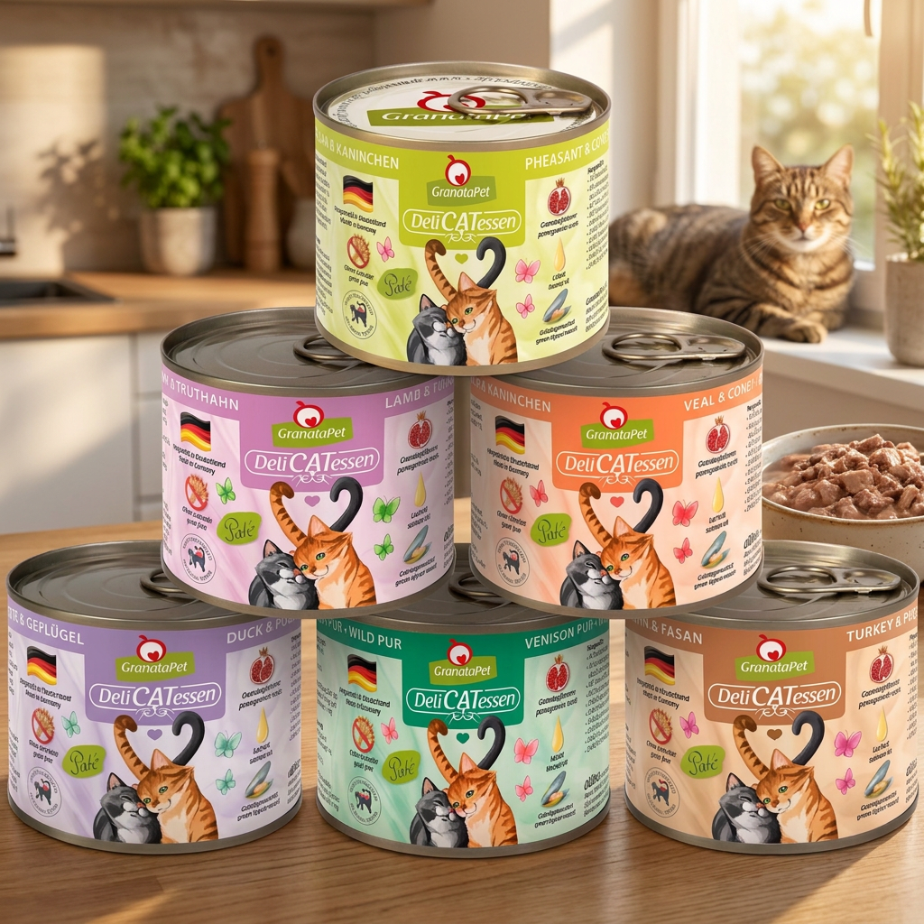 GranataPet DeliCatessen mokra karma dla kota bez zbóż, 6 x 200 g – mix 6 smaków bez ryb