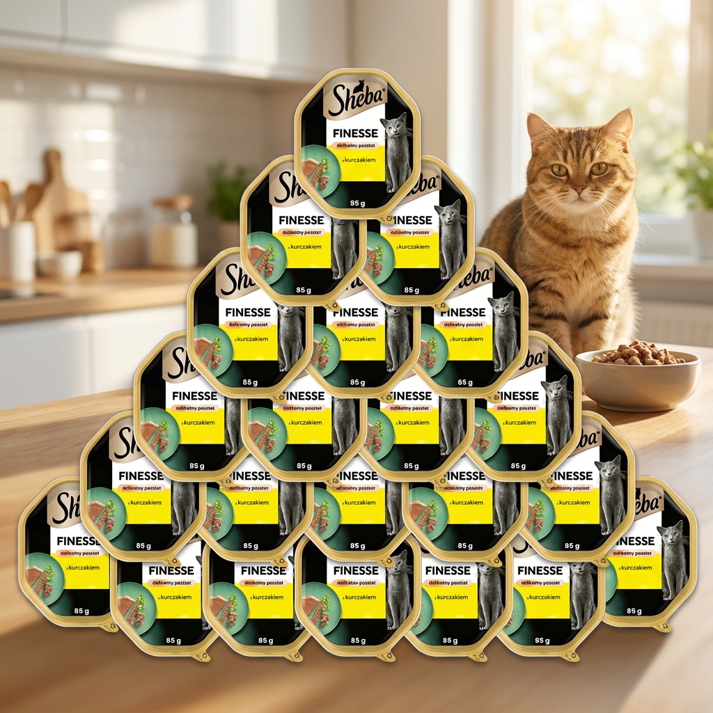 Sheba Finesse mokra karma dla kota z kurczakiem 22 x 85 g – pasztet w tacce, dla dorosłych
