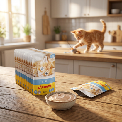 Josera Pate Kitten mokra karma dla kociąt bezzbożowa, saszetki 16 x 85 g – kurczak