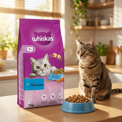 Whiskas Adult sucha karma dla kota z tuńczykiem 7 kg – dla dorosłych kotów, z tauryną