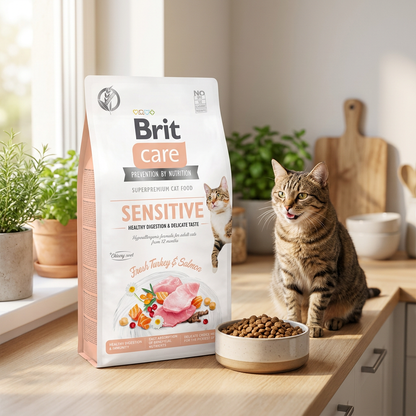 Brit Care Cat Grain-free Sensitive sucha karma dla kota 7 kg bezzbożowa – indyk i łosoś