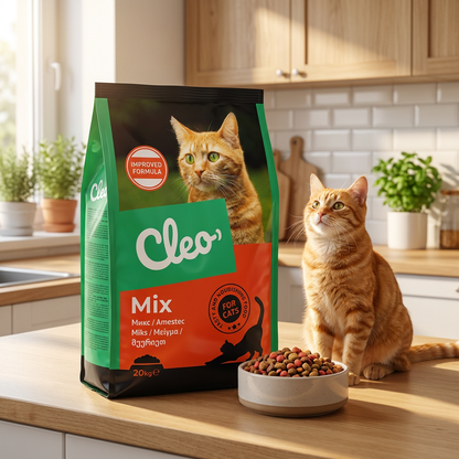 Cleo Karma sucha dla kotów dorosłych 20 kg z kurczakiem, wysokobiałkowa – mix smaków
