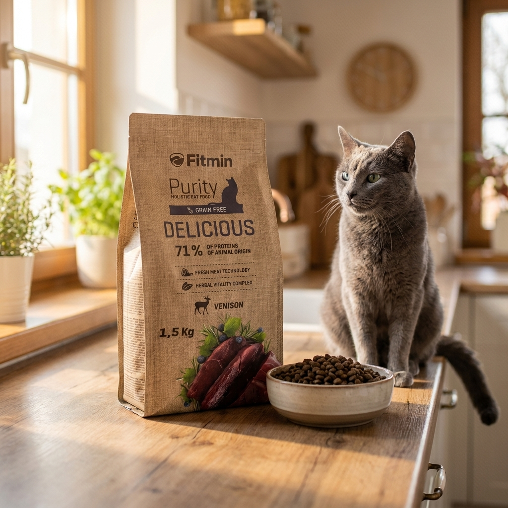 Fitmin Cat Purity Delicious sucha karma dla kota z dziczyzną 1,5 kg – bezzbożowa, dla wybrednych