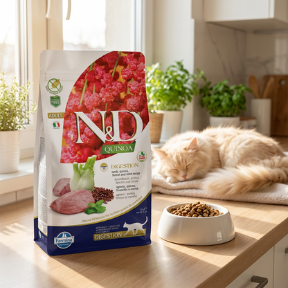 Farmina N&D Quinoa Digestion sucha karma dla kota 1,5 kg z jagnięciną – bezzbożowa