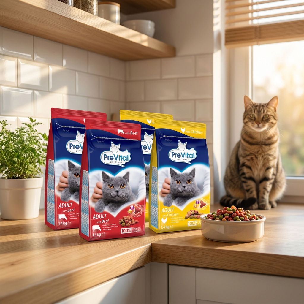 Prevital sucha karma dla kota z tauryną 4×1,4 kg – zestaw wołowina i kurczak