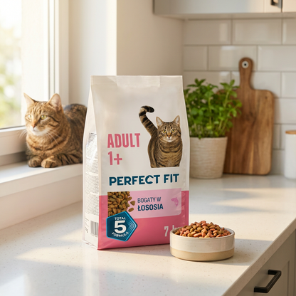Perfect Fit Adult sucha karma dla kota z łososiem 7 kg – z prebiotykiem, dla dorosłych kotów