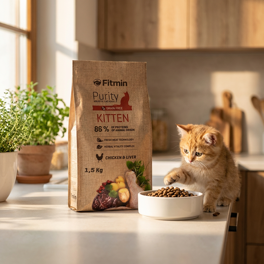 Fitmin Cat Purity Kitten sucha karma dla kociąt 1,5 kg – 78% mięsa, z kurczakiem