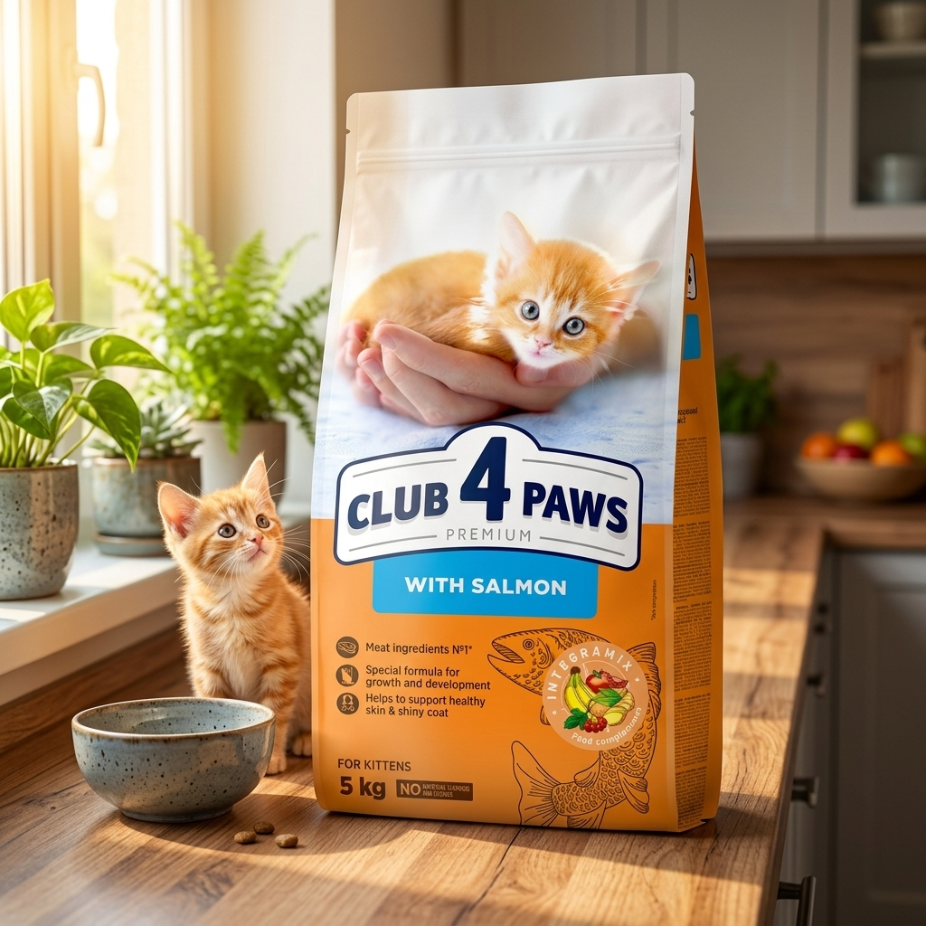 Club 4 Paws Premium sucha karma dla kociąt z łososiem 5 kg – wysokobiałkowa, Omega-3