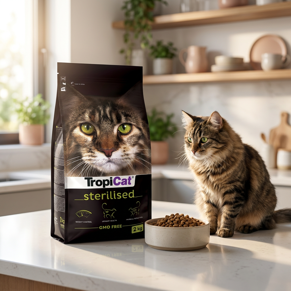 TropiCat Sterilised sucha karma dla kota po sterylizacji 2 kg – z prebiotykiem, kurczak
