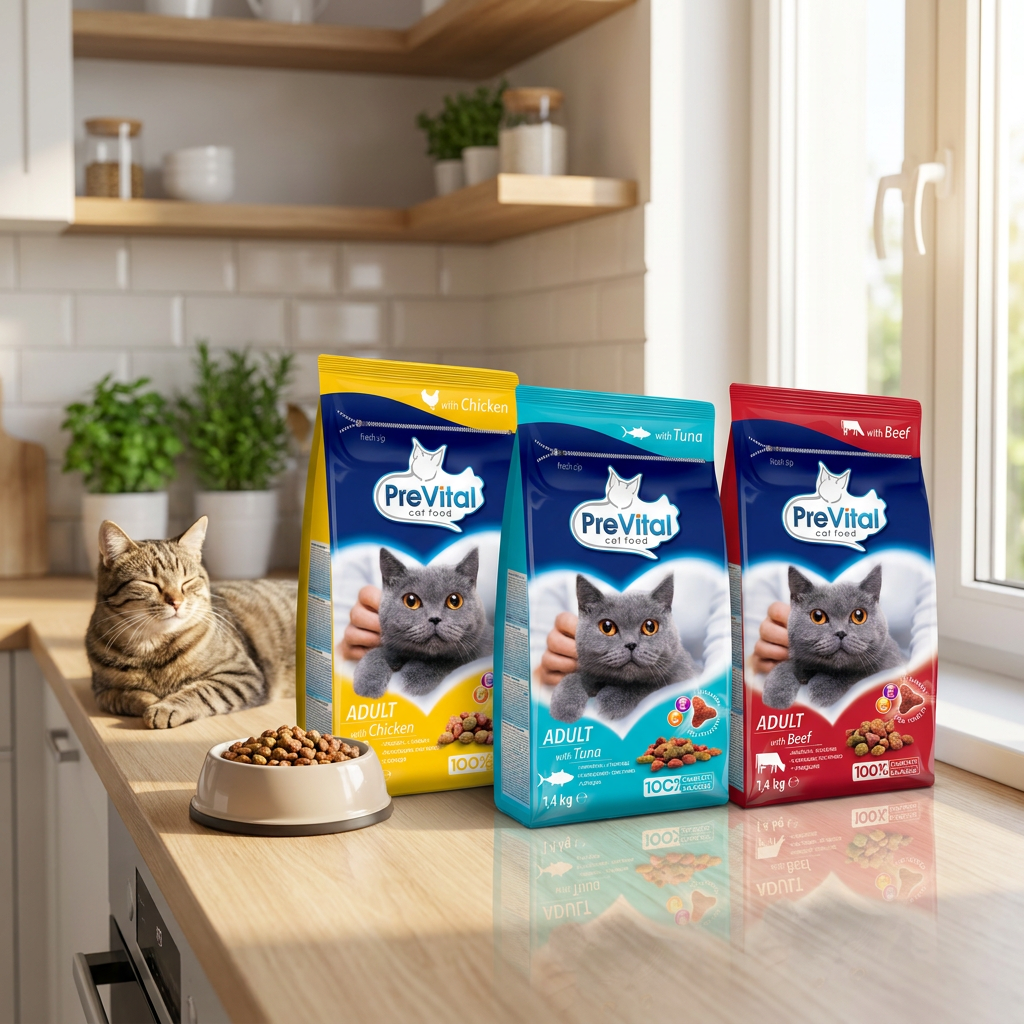 Prevital sucha karma dla kota dorosłego zestaw 3 x 1,4 kg – kurczak, wołowina, tuńczyk