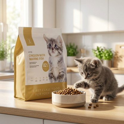 1CAT Sucha karma dla kociąt i kotek karmiących 2 kg – bezzbożowa, kurczak z rybami morskimi