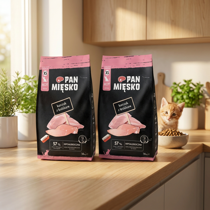 Pan Mięsko sucha karma dla kociąt bezzbożowa, kurczak z królikiem XS – 2 x 1,6 kg