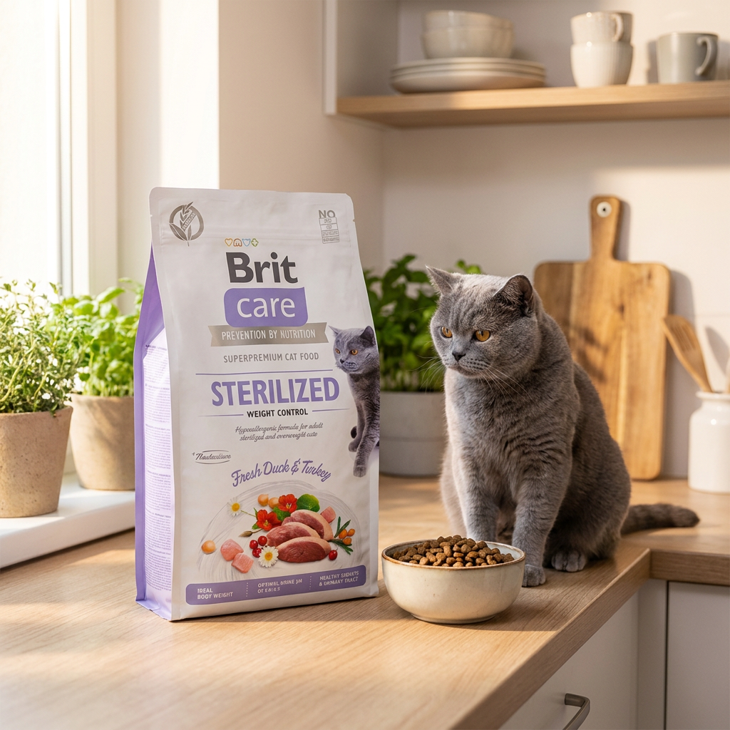 Brit Care Cat sucha karma dla kota sterylizowanego 2 kg – bezzbożowa, kaczka z indykiem
