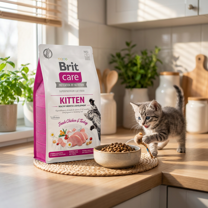 Brit Care Kitten sucha karma dla kociąt bezzbożowa 2 kg – indyk, hipoalergiczna