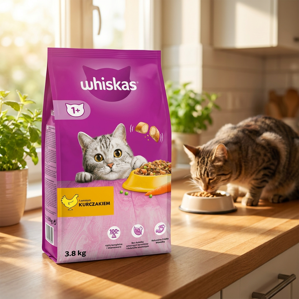 Whiskas 1+ sucha karma dla kota dorosłego z kurczakiem 3,8 kg – pełnoporcjowa