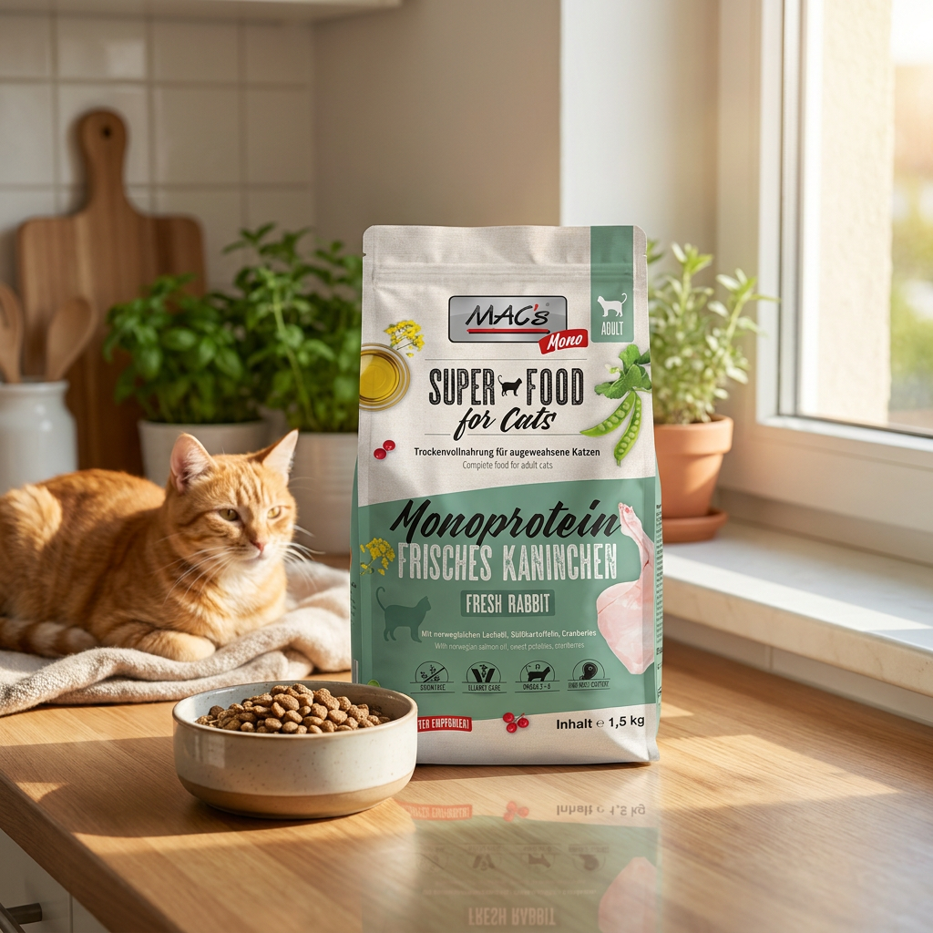 MAC's Monoprotein sucha karma dla kota z królikiem 1,5 kg – bezzbożowa, dla dorosłych