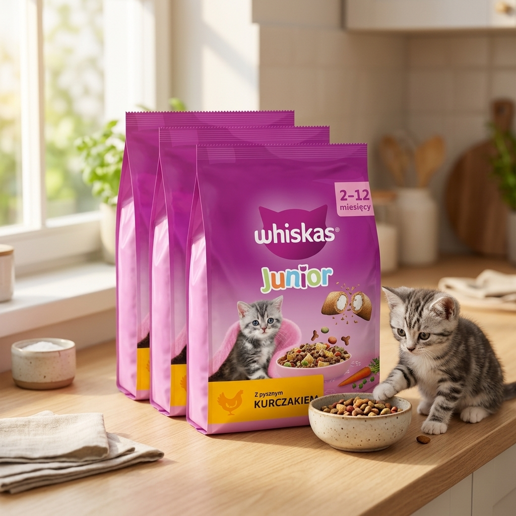 Whiskas Junior sucha karma dla kociąt 1,4 kg pełnoporcjowa z tauryną – kurczak