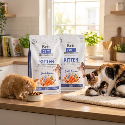 Brit Care karma sucha dla kociąt bez zbóż 2 x 0,4 kg – Kitten Immunity, łosoś