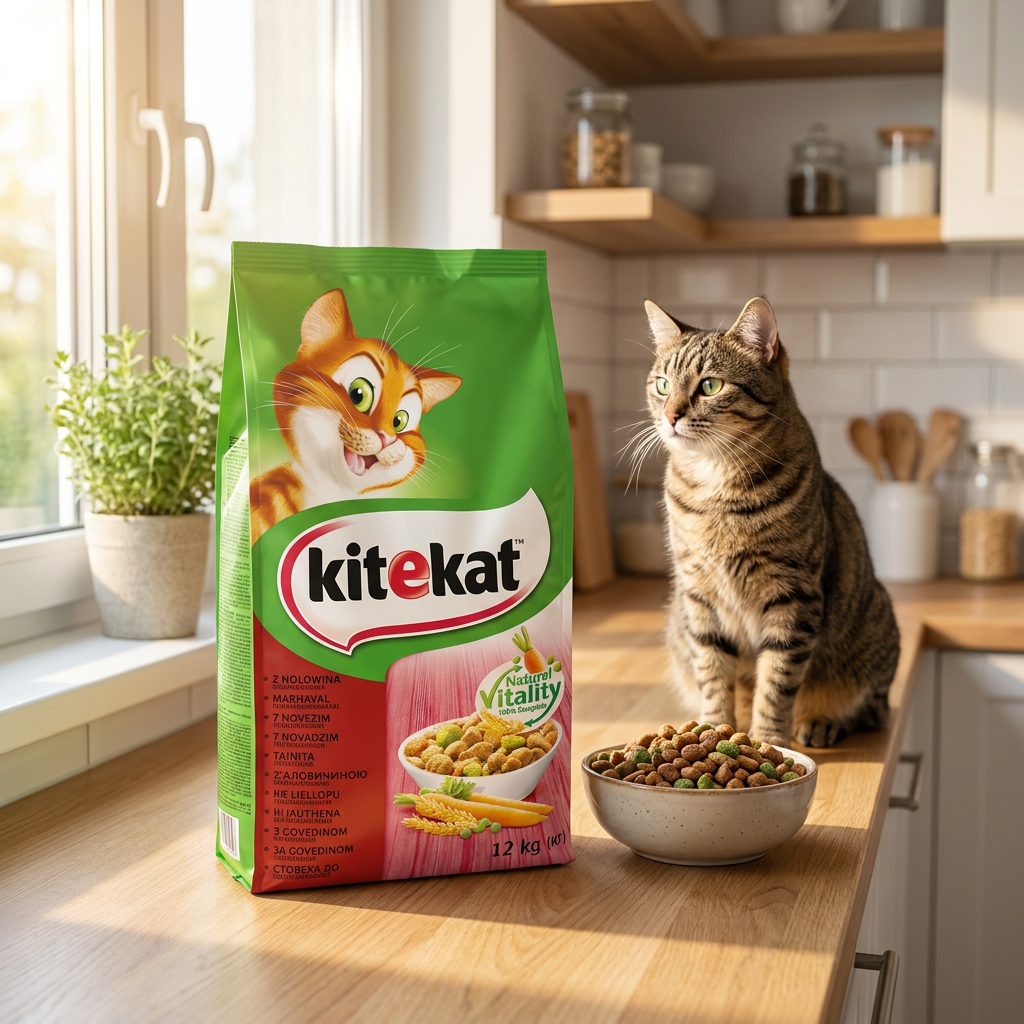 Kitekat sucha karma dla kota z wołowiną i warzywami 12 kg – dla dorosłych kotów