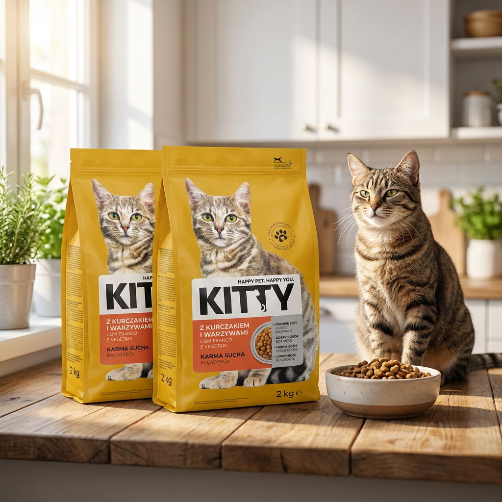 Kitty Sucha karma dla kota dorosłego 2 x 2 kg (4 kg) – kurczak z warzywami