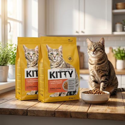 Kitty Sucha karma dla kota dorosłego 2 x 2 kg (4 kg) – kurczak z warzywami