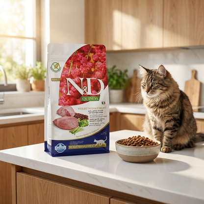 Farmina N&D Quinoa Weight Management sucha karma dla kota z nadwagą 1,5 kg – jagnięcina