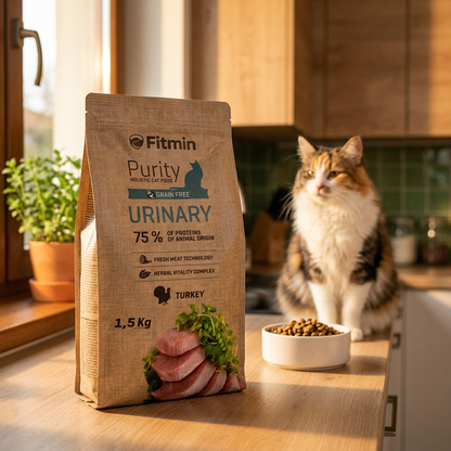 Fitmin Purity Urinary sucha karma dla kota 1,5 kg – bezzbożowa, na układ moczowy, indyk