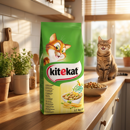 Kitekat sucha karma dla kota z kurczakiem i warzywami 12 kg – dla dorosłych kotów