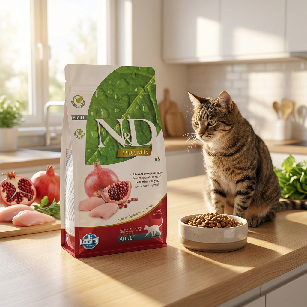 Farmina N&D Prime sucha karma dla kota 1,5 kg bezzbożowa – kurczak z granatem