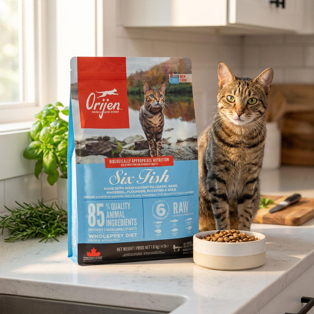 Orijen Cat Six Fish sucha karma dla kota 1,8 kg – bezzbożowa, 6 gatunków ryb