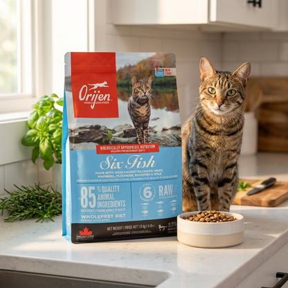 Orijen Cat Six Fish sucha karma dla kota 1,8 kg – bezzbożowa, 6 gatunków ryb