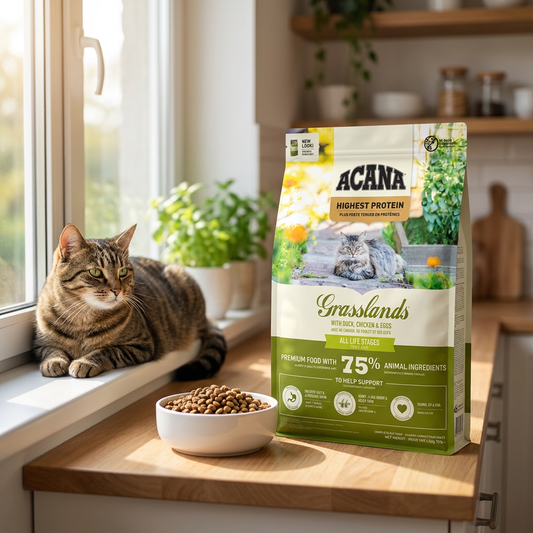 Acana Grasslands Cat sucha karma dla kota bezzbożowa 4,5 kg – kurczak, indyk, kaczka