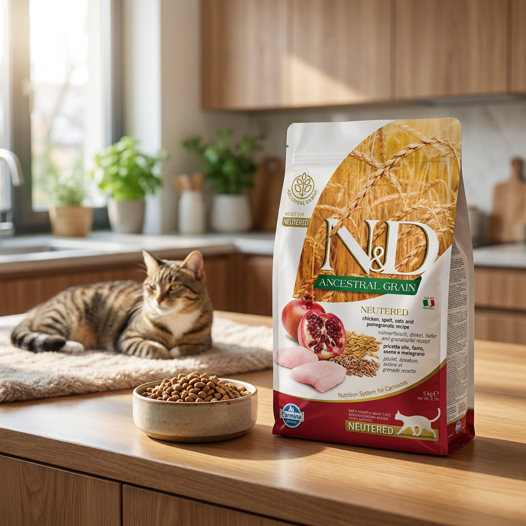 Farmina N&D Ancestral Grain sucha karma dla kota sterylizowanego 5 kg – kurczak i granat