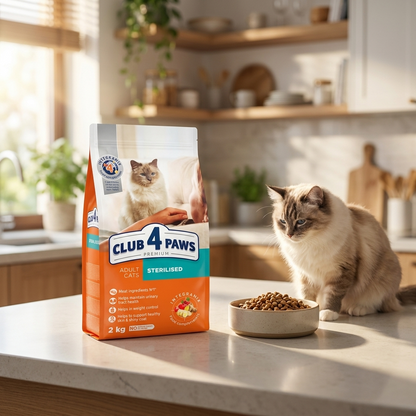 Club 4 Paws Premium sucha karma dla kotów sterylizowanych 2 kg, wysokobiałkowa – kurczak
