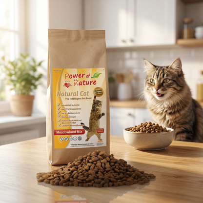 Power of Nature sucha karma dla kota bezzbożowa 2 kg – 80% mięsa, indyk, kurczak i łosoś
