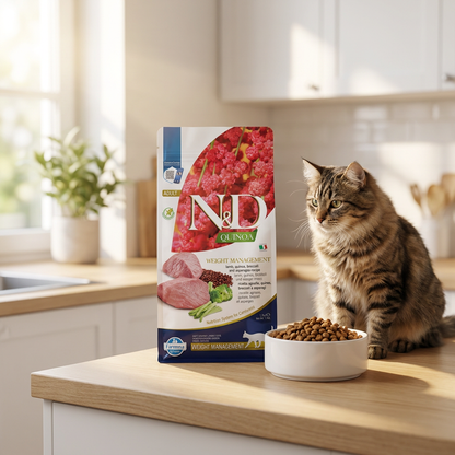Farmina N&D Quinoa Weight Management karma sucha dla kota z nadwagą 5 kg – jagnięcina