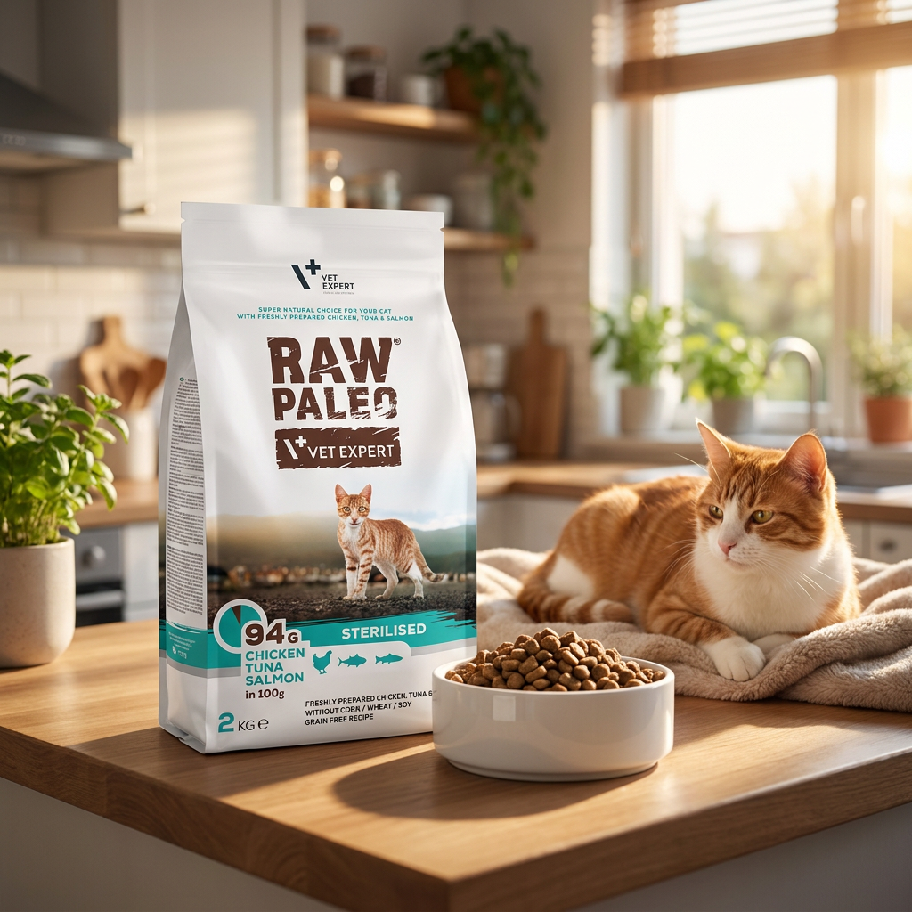 Raw Paleo Sterilised Cat sucha karma dla kotów sterylizowanych 2 kg – kurczak, tuńczyk, łosoś
