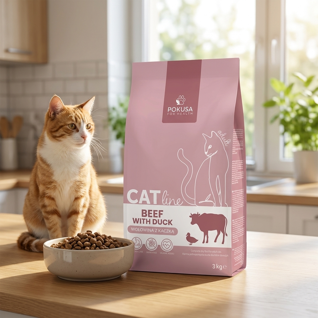 Pokusa CatLine karma sucha dla kota bez zbóż 3 kg – wołowina z kaczką, adult
