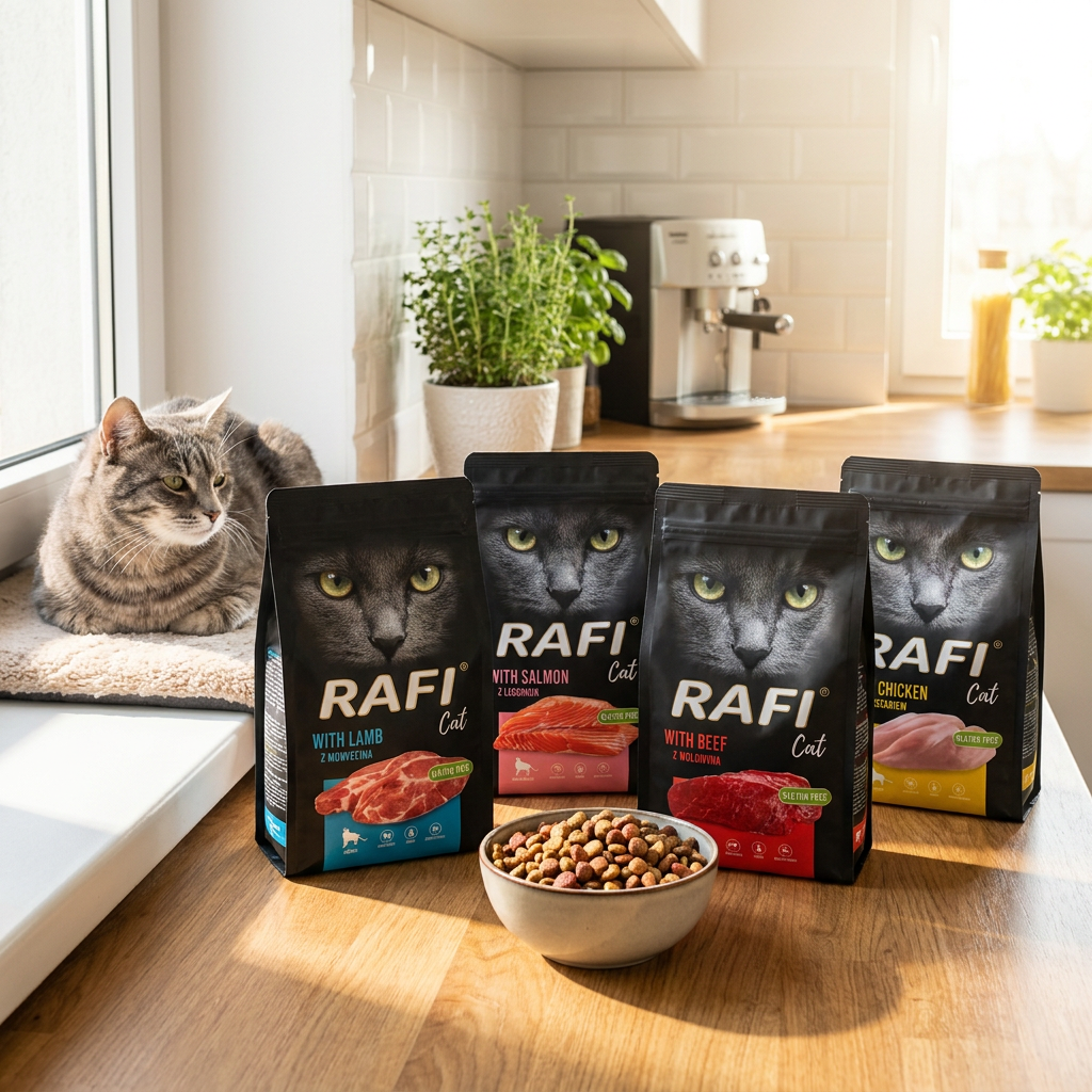 Rafi Cat sucha karma dla kota dorosłego 4 x 1,5 kg pełnoporcjowa – mix 4 smaków