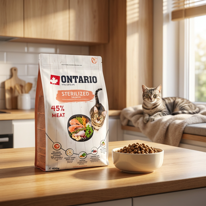 Ontario sucha karma dla kota sterylizowanego 6,5 kg – dorosłe koty, z łososiem