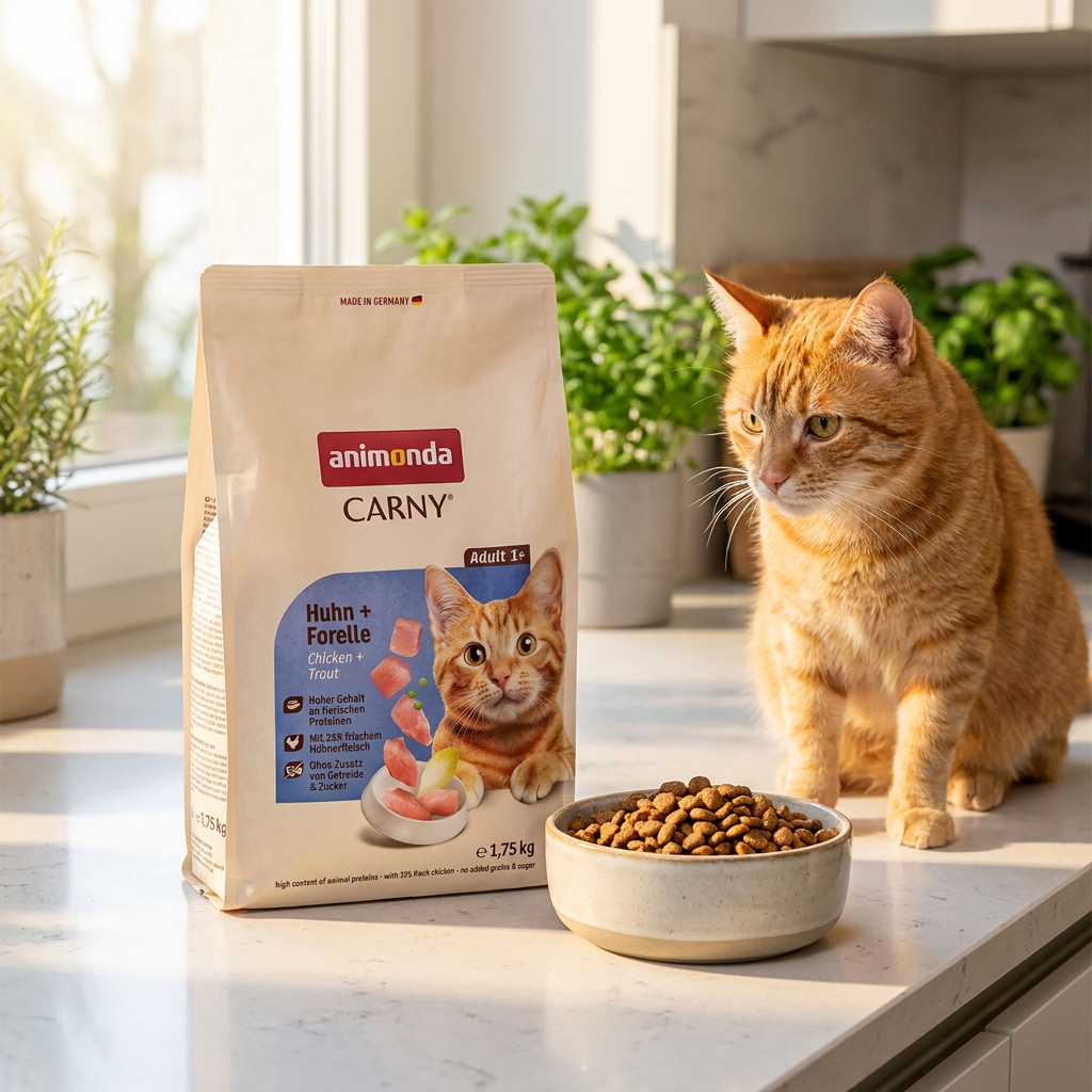 Animonda Carny Cat karma sucha dla kota 1,75 kg bezzbożowa, 35% kurczaka – kurczak z pstrągiem