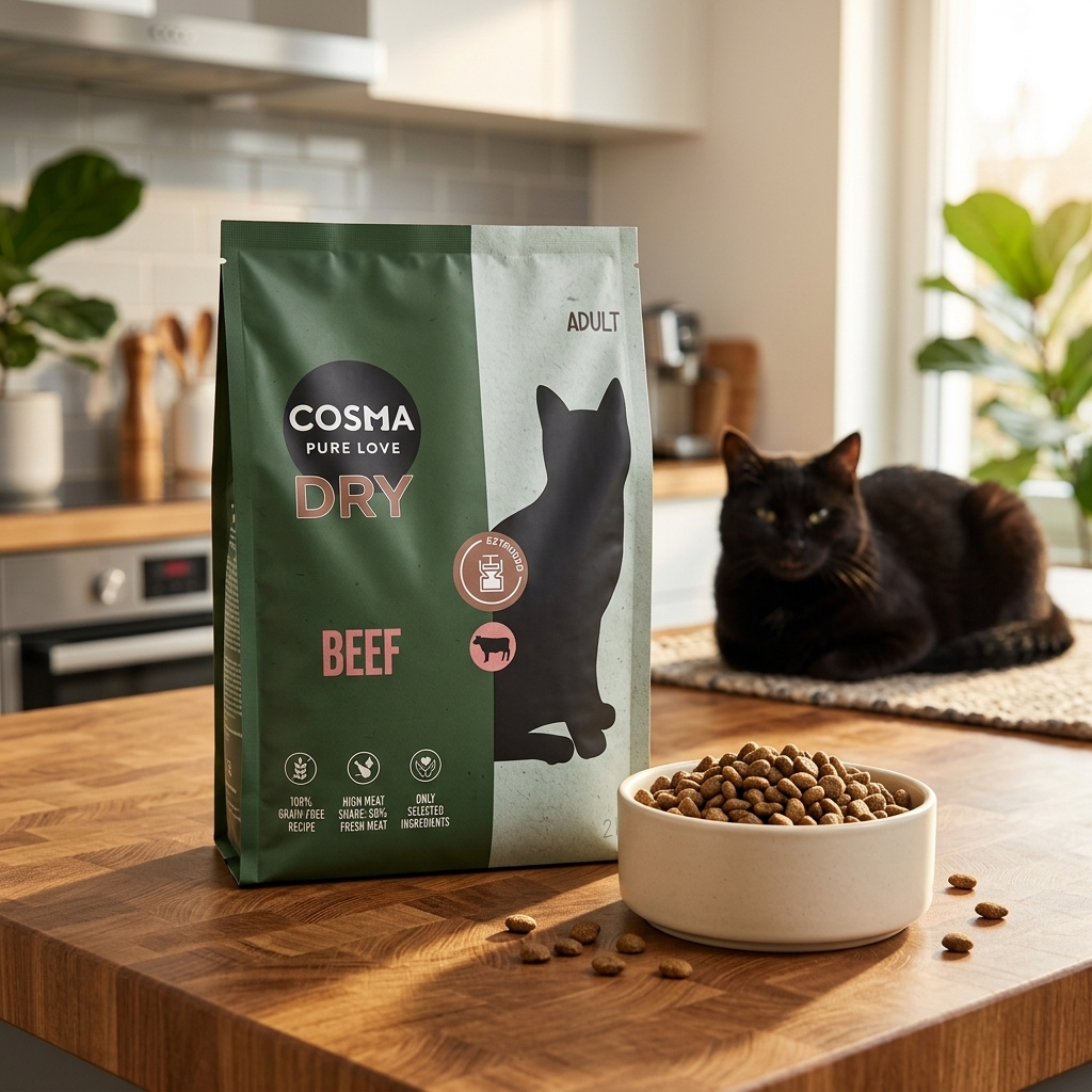 Cosma Extruded sucha karma dla kota 2 kg bezzbożowa, monobiałkowa – wołowina z ziemniakami