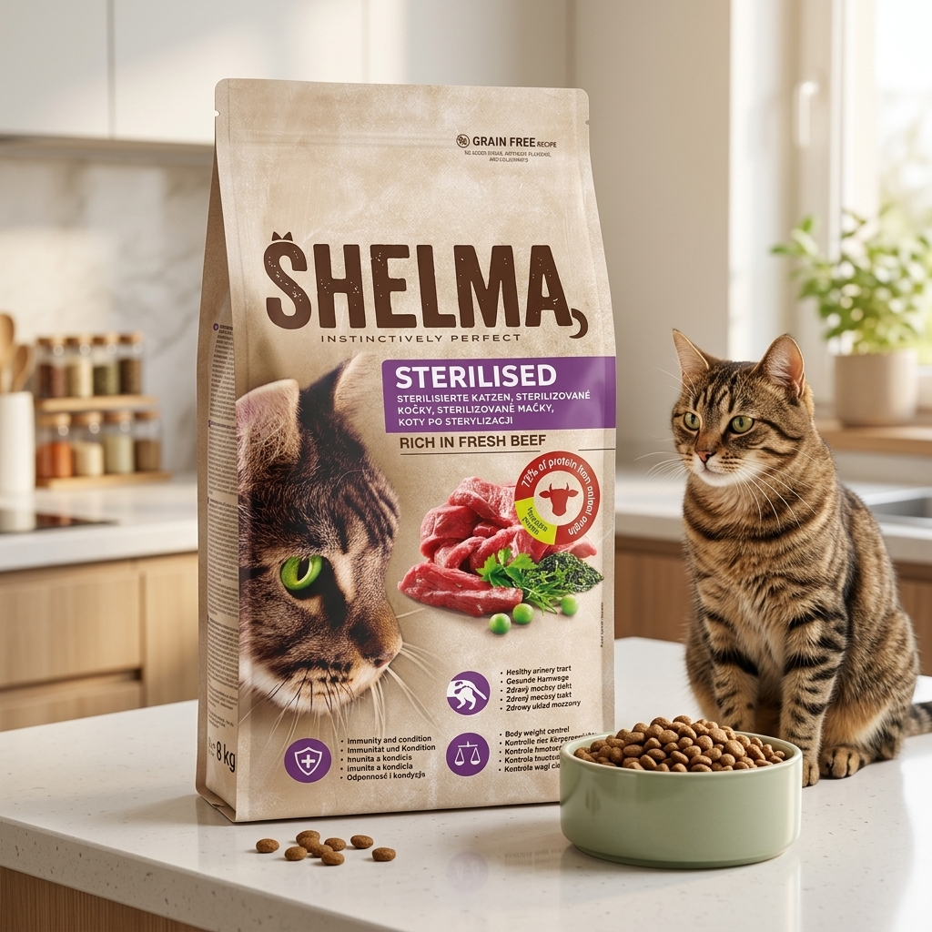 Shelma Sucha karma dla kota sterylizowanego 8 kg bezzbożowa – wołowina