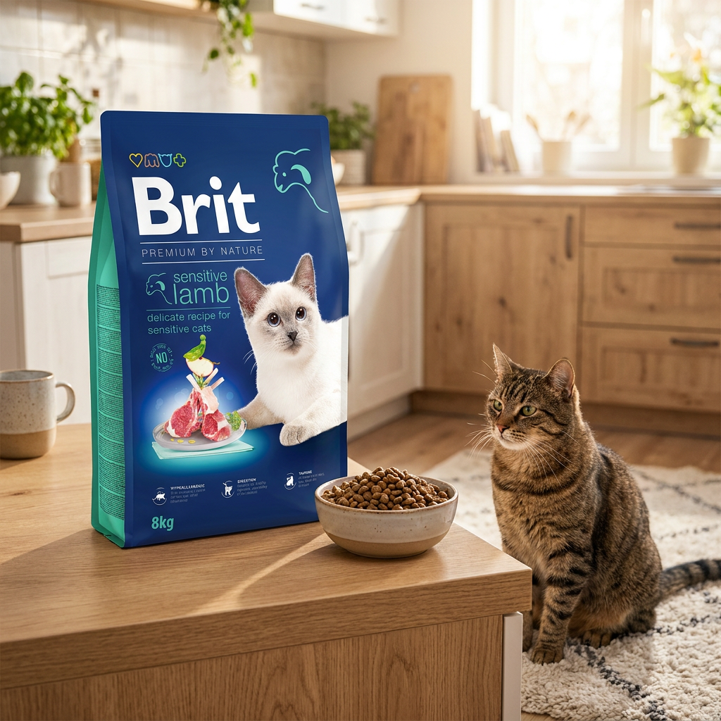 Brit Premium sucha karma dla kota Sensitive z jagnięciną 8 kg – bezzbożowa, hipoalergiczna