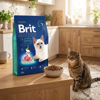 Brit Premium sucha karma dla kota Sensitive z jagnięciną 8 kg – bezzbożowa, hipoalergiczna
