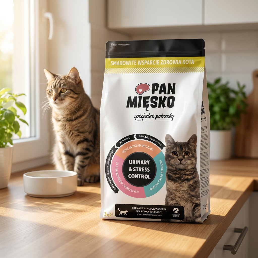 Pan Mięsko Urinary & Stress Control sucha karma dla kota 3 kg bezzbożowa – indyk