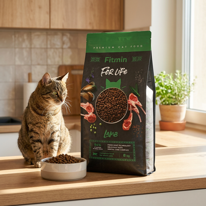 Fitmin For Life sucha karma dla kota 8 kg bezzbożowa dla dorosłych kotów – jagnięcina