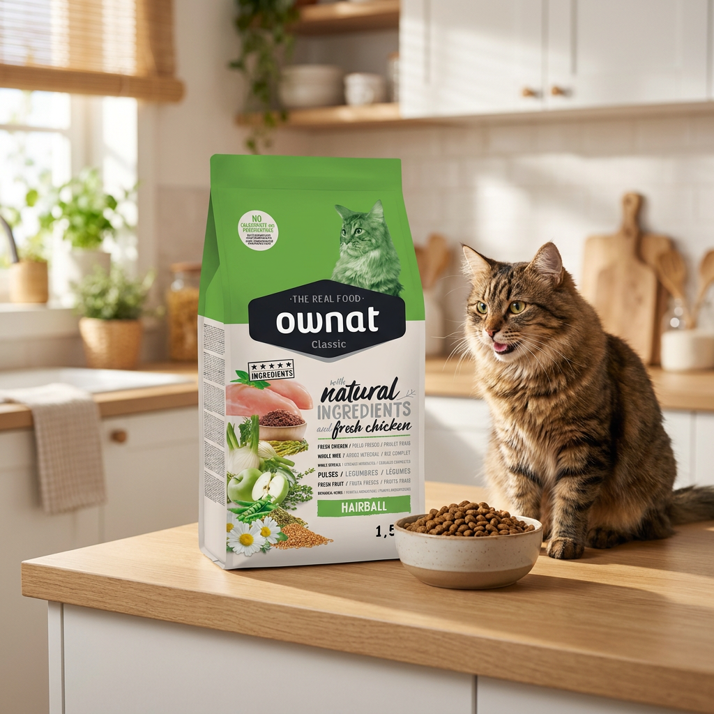 Ownat Cat Hairball sucha karma odkłaczająca dla kota 1,5 kg – dorosłe koty, kurczak