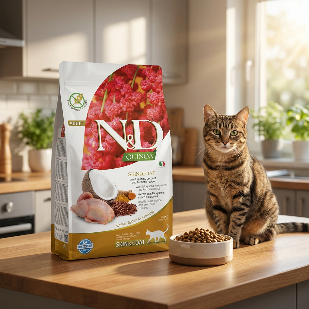 Farmina N&D Quinoa sucha karma dla kota z przepiórką 5 kg – bezzbożowa, skóra i sierść