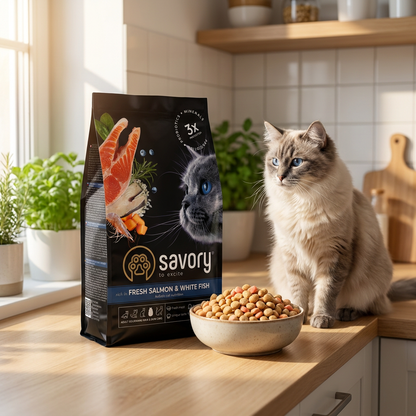 Savory karma sucha dla kota dorosłego 2 kg bezzbożowa – świeży łosoś i biała ryba
